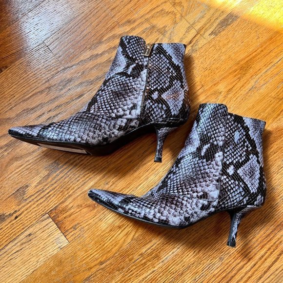 Anine Bing Ava Snake Embossed Kitten Heel Booties 37 / US 7 - Picture 3 of 12